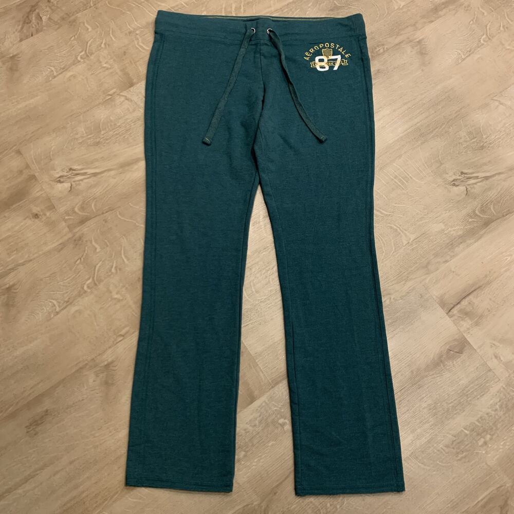 Vintage Y2K Aeropostale 87 Green Sweatpants Women's XL Embroidered NYC